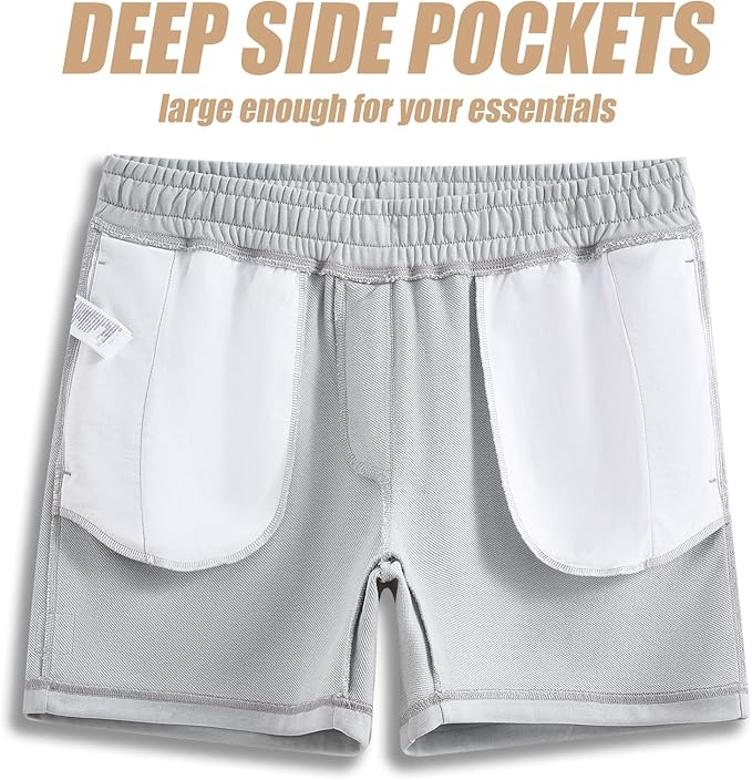 maamgic Mens Athletic Gym Shorts 5.5" Elastic Waist Casual Pajama Pocket Jogger Men Workout Short Pants