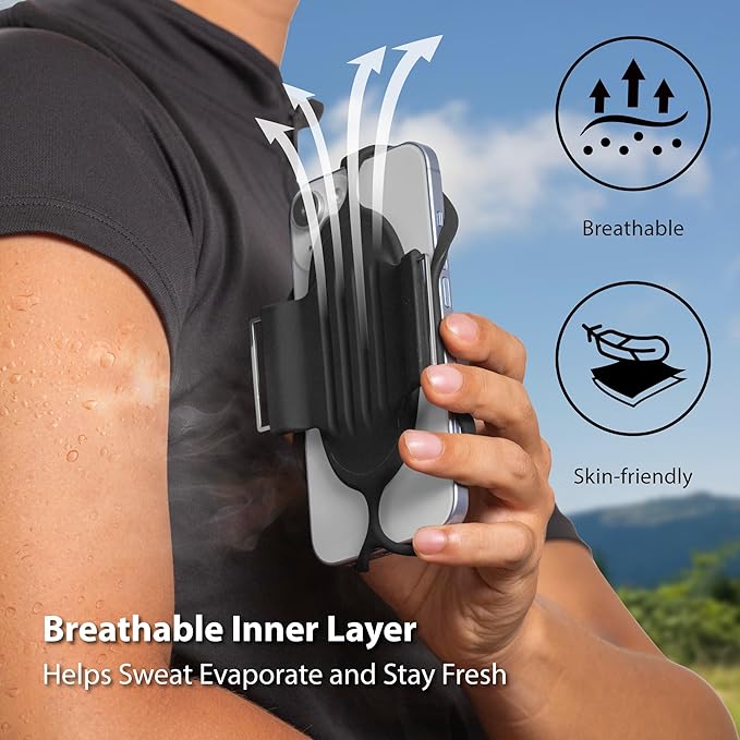 BONE Run Tie 3, Running Phone Armband, Skin-Friendly Silicone Sport Armband with Dual Layer Structure for Heat-Dissipation, Workout Phone Holder for iPhone and 4-7"-7.2" Smartphones (Size L)