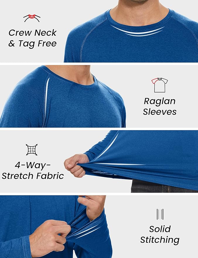 MAGCOMSEN Men's Long Sleeve Shirts UPF 50+ UV Sun Protection Athletic Shirts for Hiking Running Workout Rash Guard