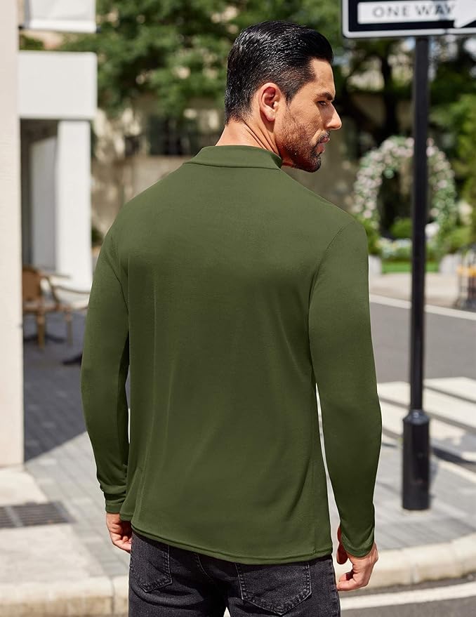 COOFANDY Mens Mock Turtleneck T-Shirts Long Sleeve Solid Color Tees Shirts Basic Casual Slim Fit Pullover T Shirts