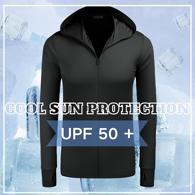 COOFANDY Men Full Zip UPF 50 Sun Protection Hoodie Jacket Long Sleeve Lightweight Breathable UV Shirts with Pockets