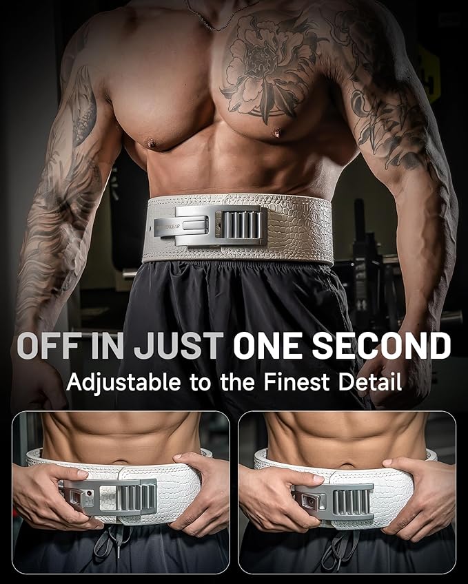 MANUEKLEAR Lifting Belt Lever for Men Women, 10mm Quick Locking Lever Belt Weightlifting with Adjustable Buckle, Lever Weight Lifting Belt for Powerlifting & Deadlifts