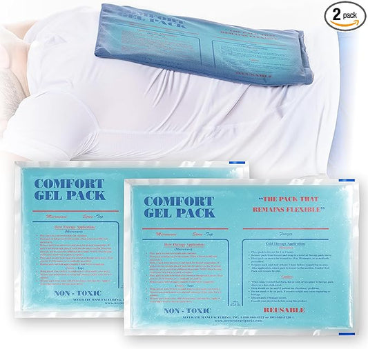 Flexible Reusable Gel Packs for Neck, Wrist, Arm, Back and Shoulder Pain Relief - Versatile Hot or Cold Gel Packs for Injuries, Sore Muscles or Toothache Pain Relief, Blue, 10" x 15", 2 Pack