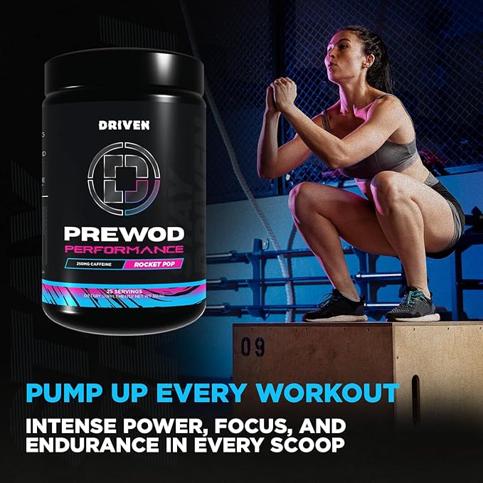 Driven PREWOD Energy Drink Powder, 25 Servings - Pre-Workout Supplement wit- Boosts Energy, Focus, Strength, & Endurance for High-Intensity Training (Performace, Rocket Pop)