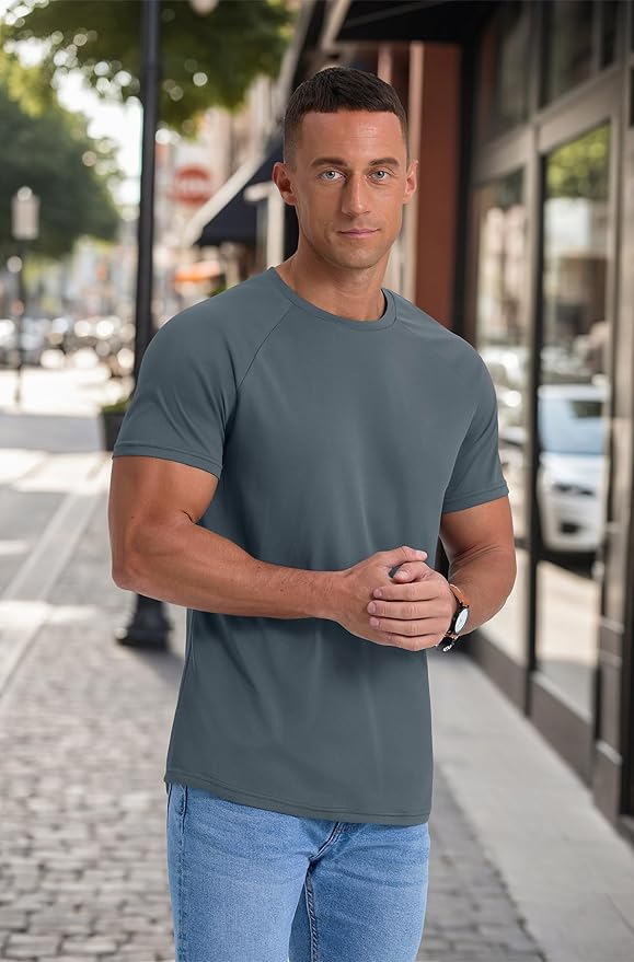 Askdeer Men's T-Shirt Short Sleeve Quick Dry Shirts Lightweight Workout Athletic Tees for Running, Beach, Hiking