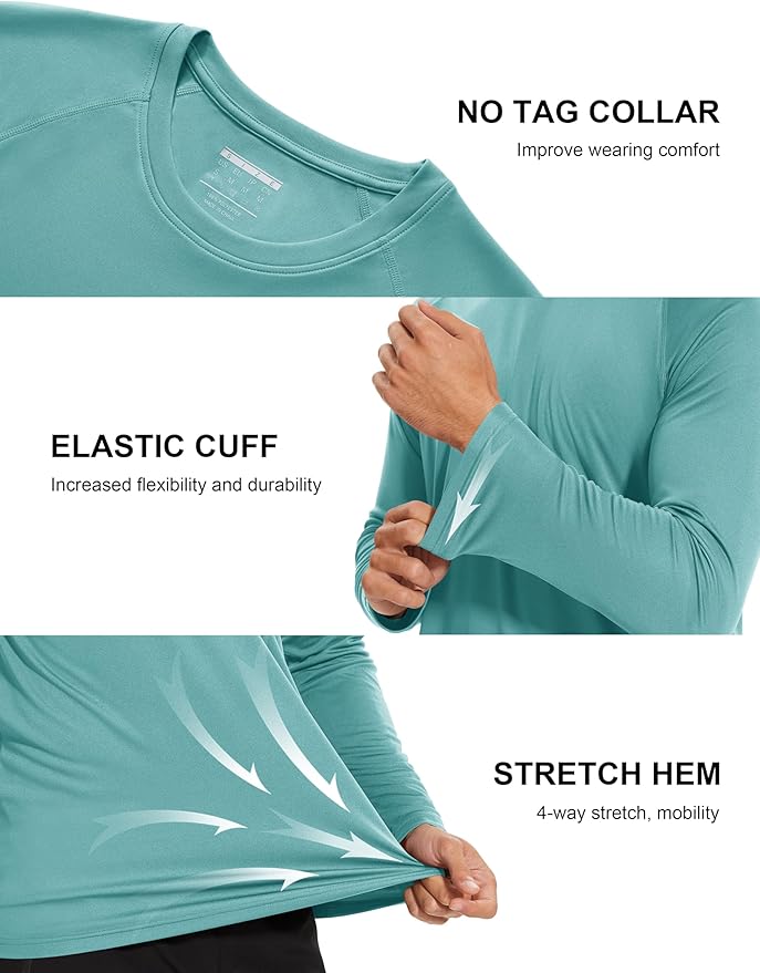 MAGCOMSEN Men's Long Sleeve Shirts UPF 50+ UV Sun Protection Athletic Shirts for Hiking Running Workout Rash Guard