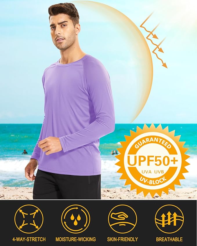 MAGCOMSEN Men's Long Sleeve Shirts UPF 50+ UV Sun Protection Athletic Shirts for Hiking Running Workout Rash Guard
