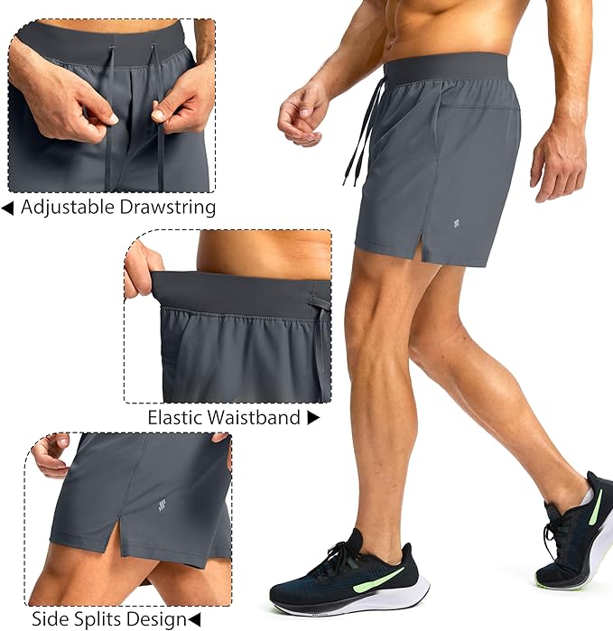 Men's Running Shorts with Zipper Pockets 9 Inch/ 7 Inch / 5 Inch Lightweight Quick Dry Gym Workout Athletic Shorts for Men