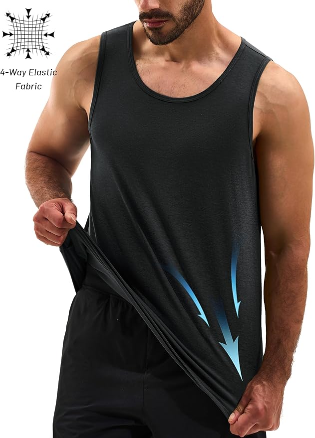 Cotrasen Men's Tank Top UPF 50+ Sleeveless Shirt Cotton Moisture Wicking Casual Gym Workout Shirts Cooling Muscle Tee Shirt