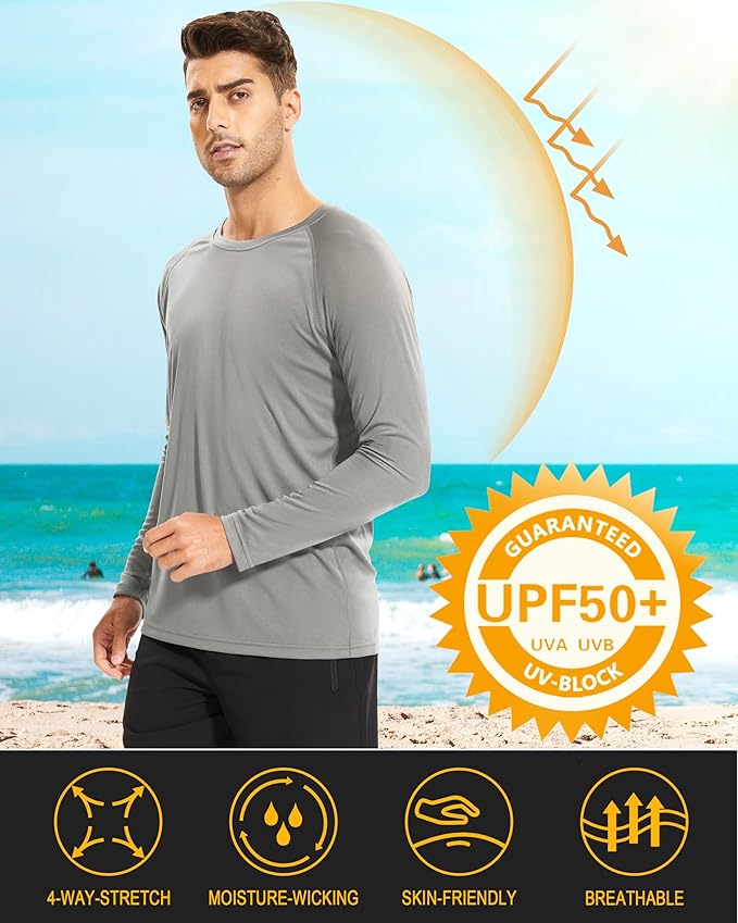 MAGCOMSEN Men's Long Sleeve Shirts UPF 50+ UV Sun Protection Athletic Shirts for Hiking Running Workout Rash Guard