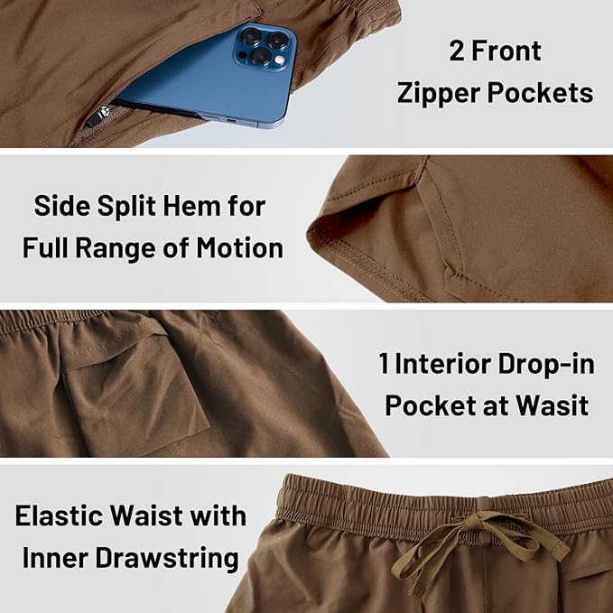 MIER Men's Workout Running Shorts Quick Dry Active 5 Inches Shorts with Pockets, Lightweight, Breathable