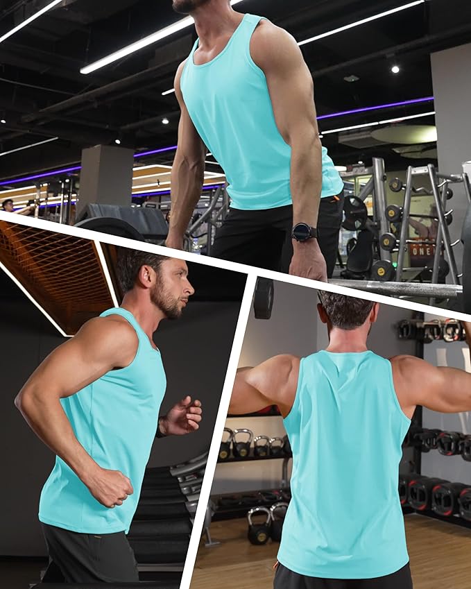 MAGCOMSEN Men's UPF 50+ Tank Top Quick Dry Summer Workout Muscle Sleeveless Shirts for Swim Beach Bodybuilding