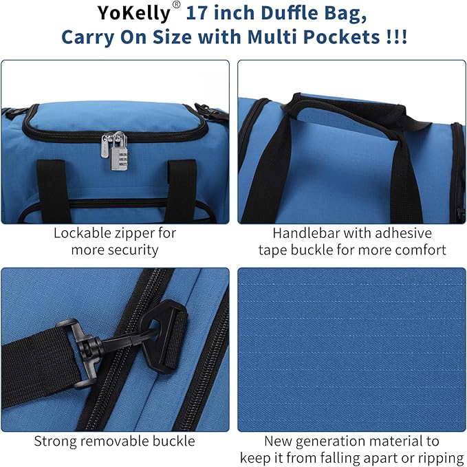 Small Gym Duffle Bag - 17 inch Carry On Weekender Bag for Travel Sport (17x10x9 in) - Royal Blue