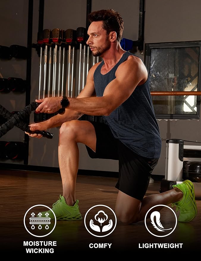 MAGCOMSEN Mens Workout Tank Tops Undershirt Cotton Muscle Athletic Sleeveless Shirts for Gym