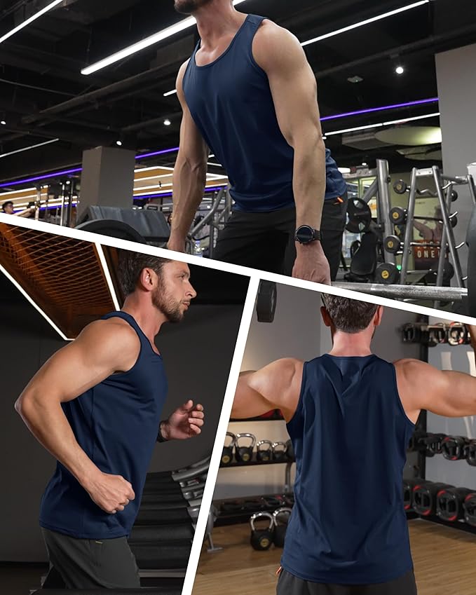 MAGCOMSEN Men's UPF 50+ Tank Top Quick Dry Summer Workout Muscle Sleeveless Shirts for Swim Beach Bodybuilding