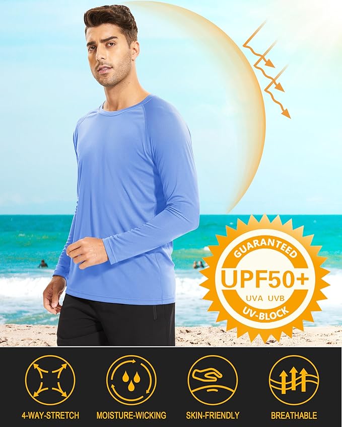 MAGCOMSEN Men's Long Sleeve Shirts UPF 50+ UV Sun Protection Athletic Shirts for Hiking Running Workout Rash Guard
