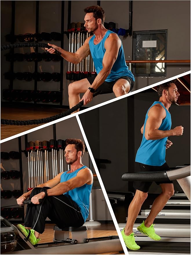 TACVASEN Men's Workout Tank Tops Sleeveless UPF 50+ Summer Sun Shirts Quick Dry for Running Swim Gym Beach