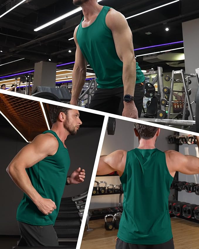 MAGCOMSEN Men's UPF 50+ Tank Top Quick Dry Summer Workout Muscle Sleeveless Shirts for Swim Beach Bodybuilding