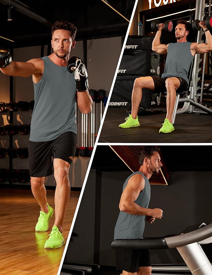 KEFITEVD Men's Workout Tank Tops Sleeveless Quick Dry UPF 80+ Summer Sun Shirts for Running Swim Gym Beach