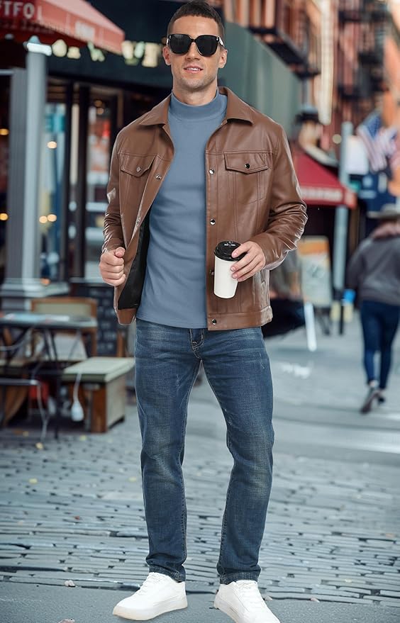 Sailwind Men's Mock Turtleneck Long Sleeve T Shirts Basic Slim Fit Pullover Sweater Thermal Lightweight Tees