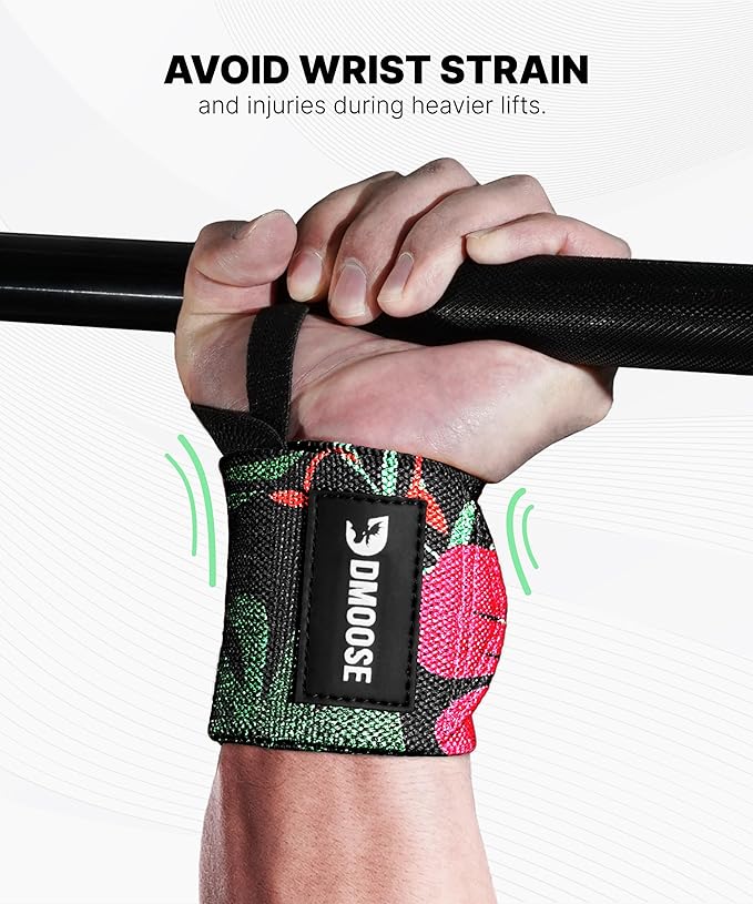 DMoose Fitness Wrist Wraps for Weightlifting 18" - Heavy Duty Gym Wrap with Hand Thumb Loop for Support & Pain Relief, USPA Approved Powerlifting, Weight Lifting Wrist Straps for Men & Women Work Out