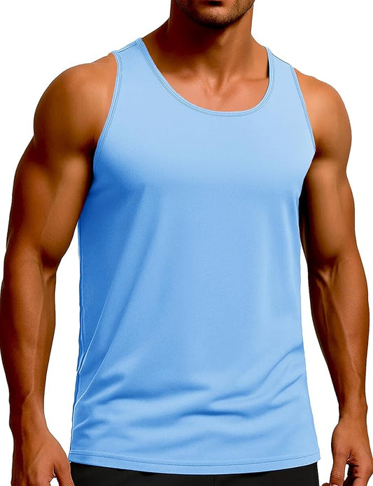 KEFITEVD Men's Workout Tank Tops Sleeveless Quick Dry UPF 80+ Summer Sun Shirts for Running Swim Gym Beach
