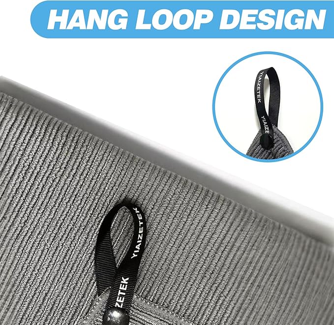 Microfiber Gym Towels with Snap Straps, Yoga Towel for Home and Gym, 16 Inch x 28 Inch, 6 Pack (Grey/Blue, 16" x 28")