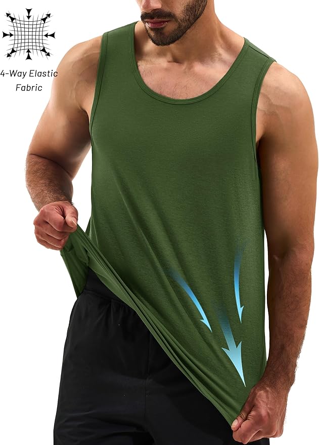 Cotrasen Men's Tank Top UPF 50+ Sleeveless Shirt Cotton Moisture Wicking Casual Gym Workout Shirts Cooling Muscle Tee Shirt