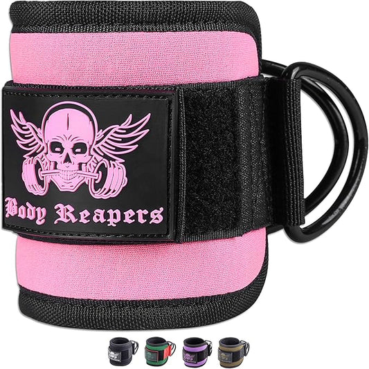 Body Reapers Gym Ankle Strap for Cable Machine with Adjustable Velcro, Durable Double D-Rings & Cushioned Design for Glute, Leg & Lower Body Exercises, Comfortable Workout Straps & Ankle Cuff