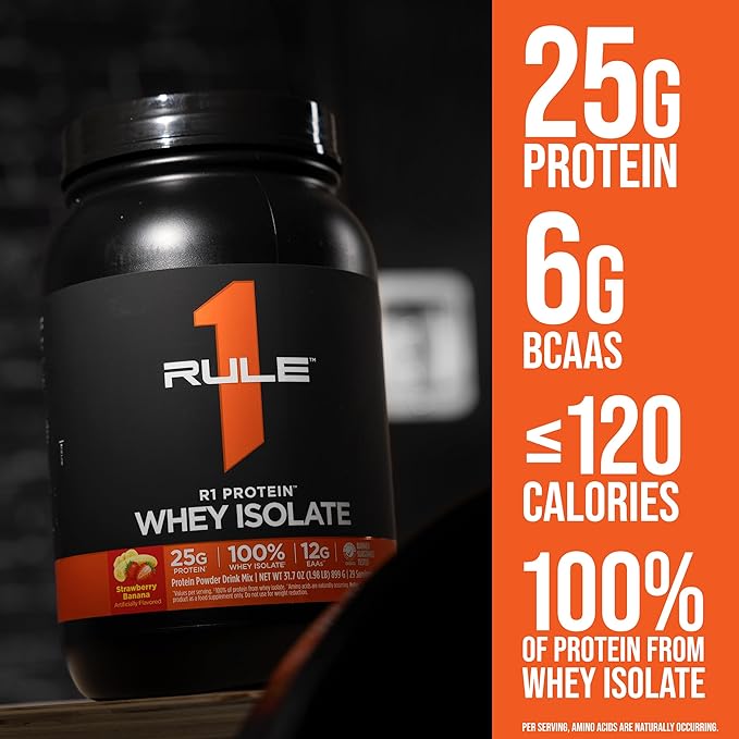 Rule 1 R1 Protein Whey Isolate - with 25g Protein & 6g BCAA Exclusively from Isolated & Hydrolyzed Sources for Workout Recovery (1 Pound*, Chocolate Fudge)