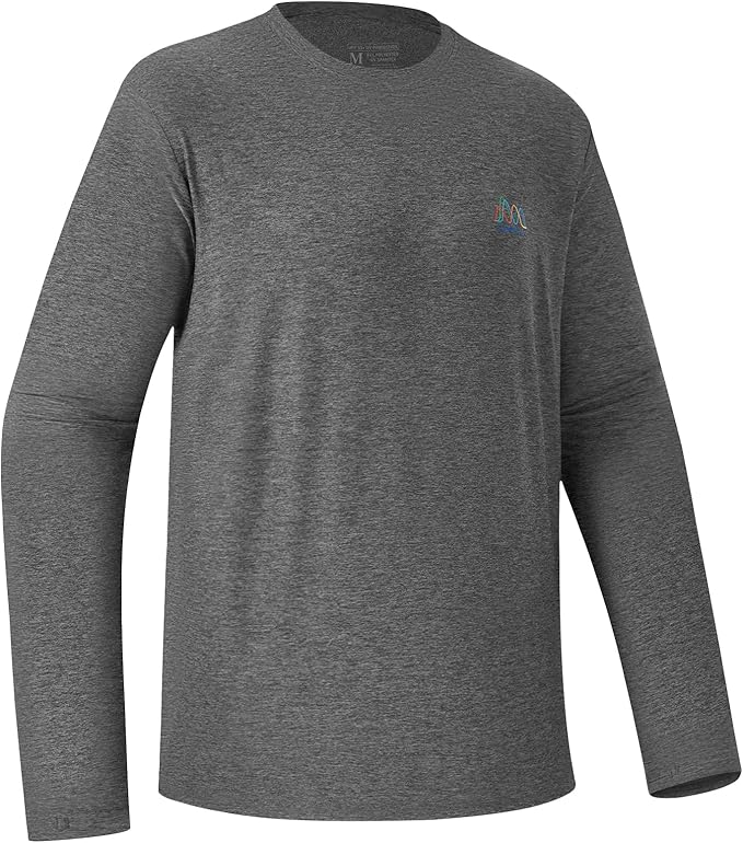 Men’s UPF 50+ Long Sleeve Performance T-Shirts Permanent UV Protective Quick Dry for Everyday Hiking Fishing Beach