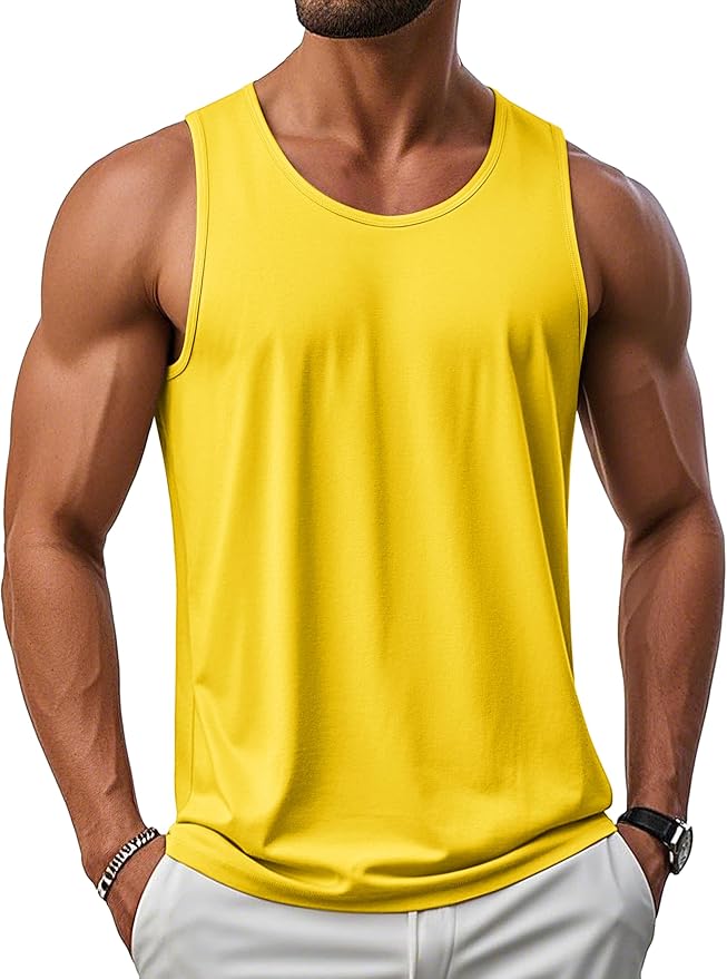 MAGCOMSEN Men's UPF 50+ Tank Top Gym Workout Sleeveless Muscle Shirts Sun Protection Cut Off Shirts Summer Sleeveless T Shirt