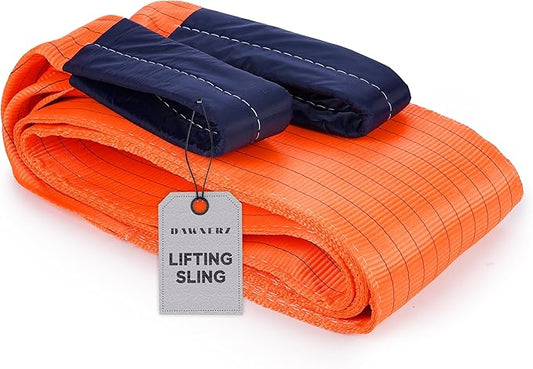 Heavy Duty Industrial Lifting Strap 22000 Lbs Vertical WLL 20ft - Eye and Eye Flat Polyester Web Lifting Sling (11.8" x 20')