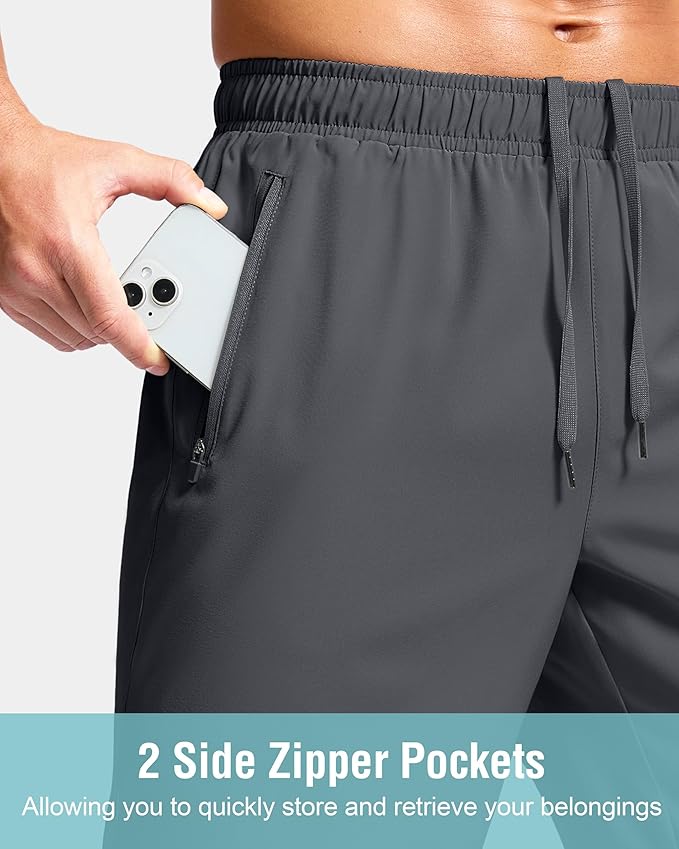 G Gradual Men's Athletic Running Shorts with Zipper Pockets Quick Dry 7"/ 5"/ 9" Workout Gym Shorts for Basketball Hiking