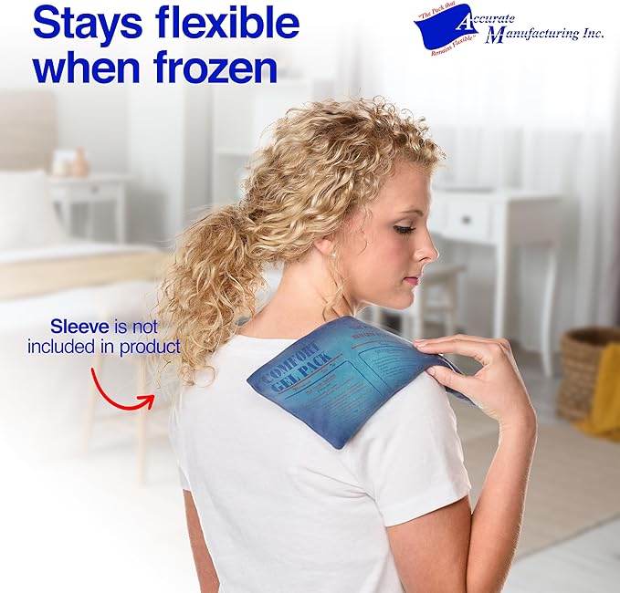 Flexible Reusable Gel Packs for Neck, Wrist, Arm, Back and Shoulder Pain Relief - Versatile Hot or Cold Gel Packs for Injuries, Sore Muscles or Toothache Pain Relief, Blue, 6" x 10", 2 Pack