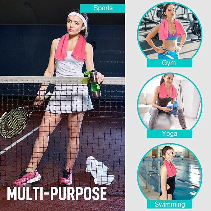 SINLAND Microfiber Gym Towels Sports Fitness Workout Sweat Towel Super Soft and Absorbent 3 Pack 16 Inch X 32 Inch