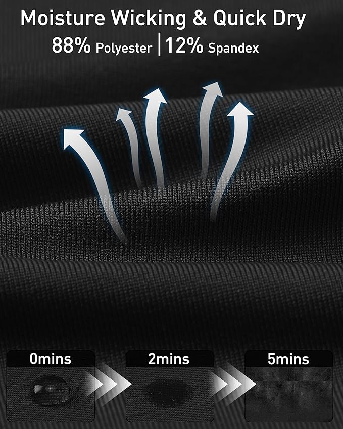 Roadbox Mens Compression Shirt, Cool Dry Long Sleeve Workout Shirts, Running Athletic Football Gym Base Layer Tops UPF 50+