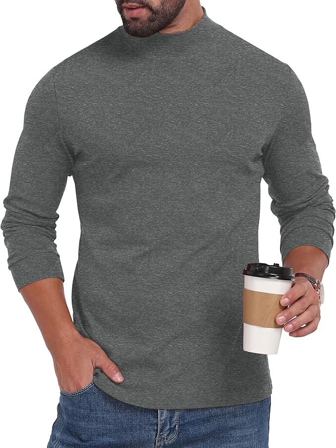 Sailwind Men's Mock Turtleneck Long Sleeve Shirt Cotton Basic Thermal Undershirt Lightweight Pullover