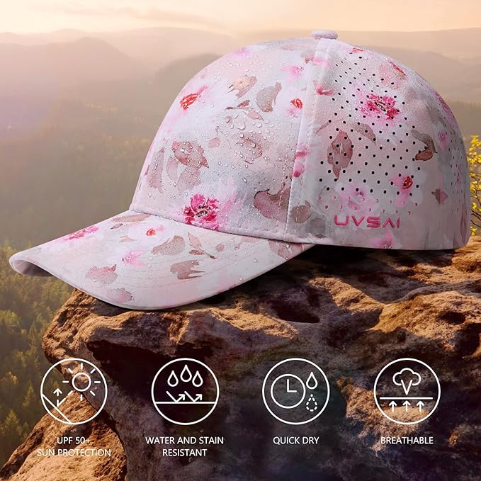 UPF 50+ Performance Water Resistant Baseball Cap Lightweight Breathable Hat Golf Running Boat Hiking for Men Women