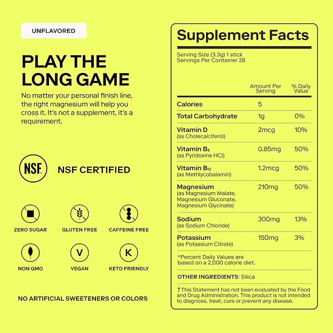 Magna Electrolyte Powder Drink Mix for Hydration, Energy & Focus Support with Magnesium L Threonate, Sodium, Potassium, Vitamin D, B6 & B12, Sugar Free, Unflavored, 28 Servings