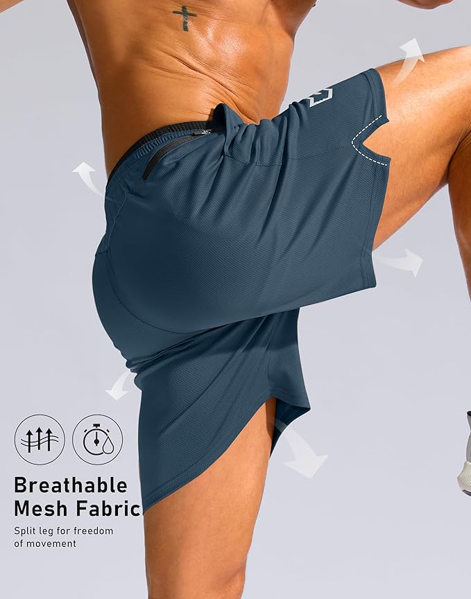 G Gradual Men's Running Athletic Shorts with Zipper Pocket 5"/ 7" Lightweight Quick Dry Gym Workout Shorts for Tennis Active