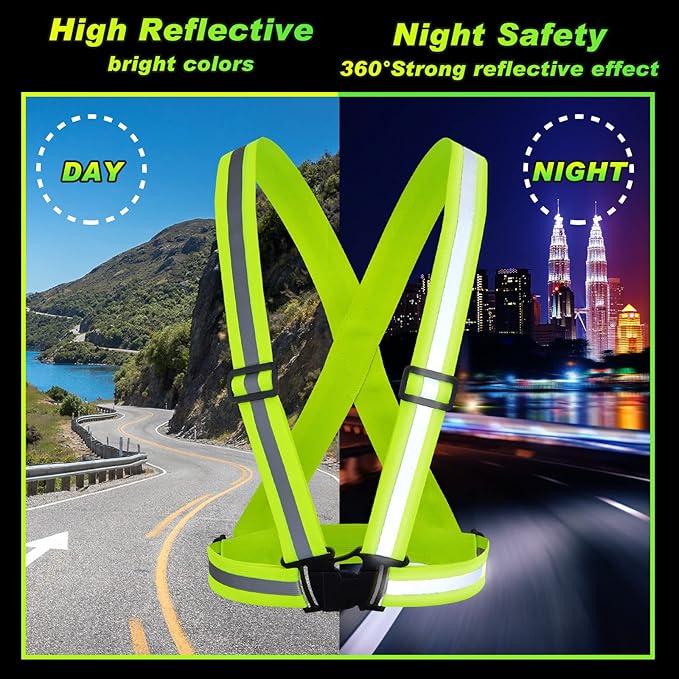 Hercicy 20 Pcs Reflective Vest High Visibility Safety Vests, Adjustable Bright Neon Lightweight Strap Gear (Yellow)