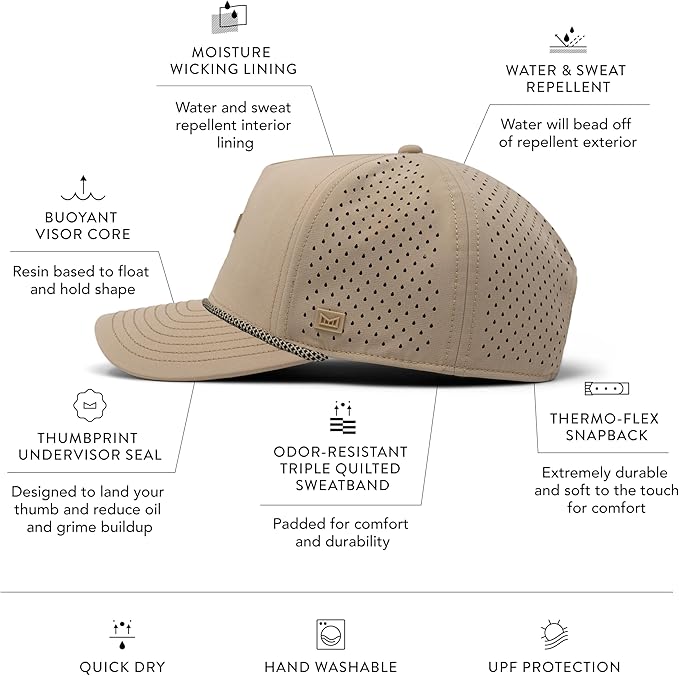 melin Odysea Rope Bulls Icon Hydro, Trucker & Rope Hat, Performance Hat for Men & Women, Water-Resistant Fitted Baseball Cap