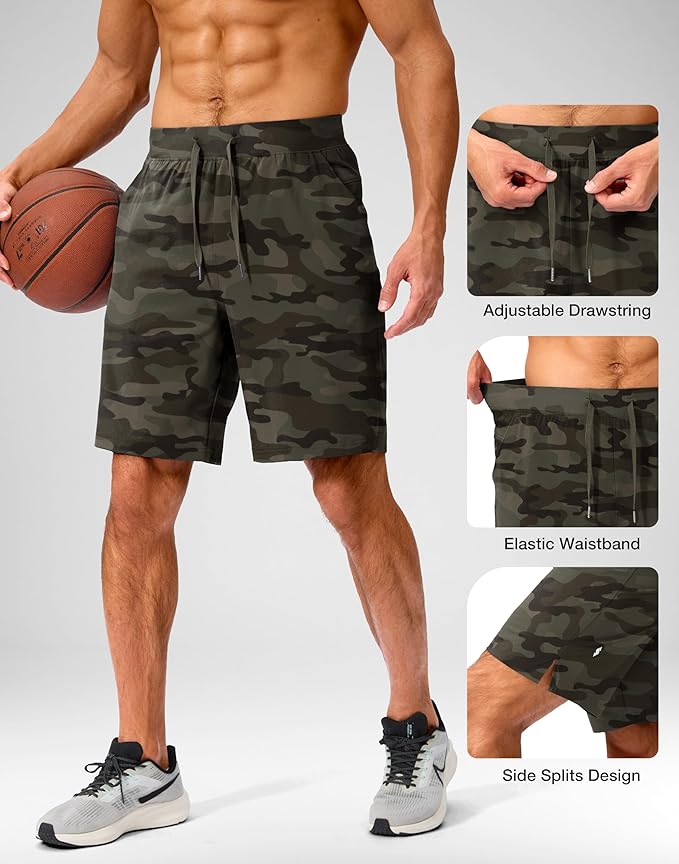 Men's Running Shorts with Zipper Pockets 9 Inch/ 7 Inch / 5 Inch Lightweight Quick Dry Gym Workout Athletic Shorts for Men