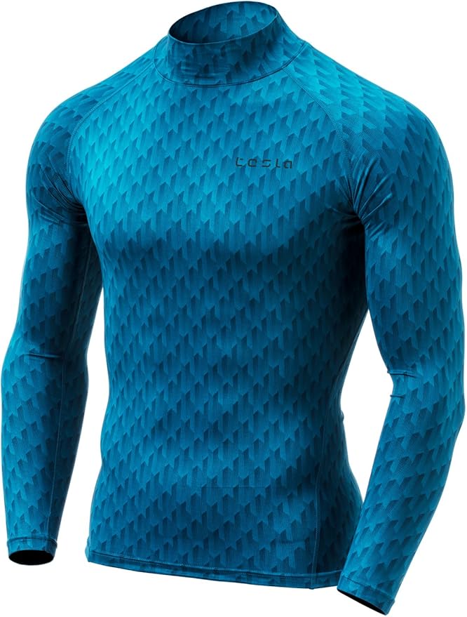 TSLA Men's Thermal Long Sleeve Compression Shirts, Mock/Turtleneck Winter Sports Running Base Layer Top