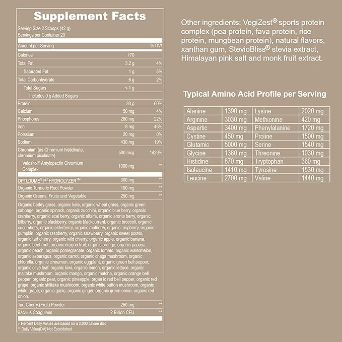 Vegan Sport Protein Powder Vanilla – 30g Plant Based Protein, VELOSITOL, BCAAs, Organic Greens & Fruits, Probiotics, Tart Cherry for Post Workout Recovery, Inform Sports Certified Keto - 20 servings