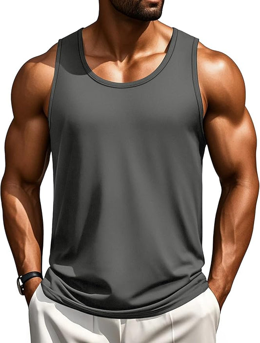 Cotrasen Men's Tank Top UPF 50+ Sleeveless Shirt Cotton Moisture Wicking Casual Gym Workout Shirts Cooling Muscle Tee Shirt