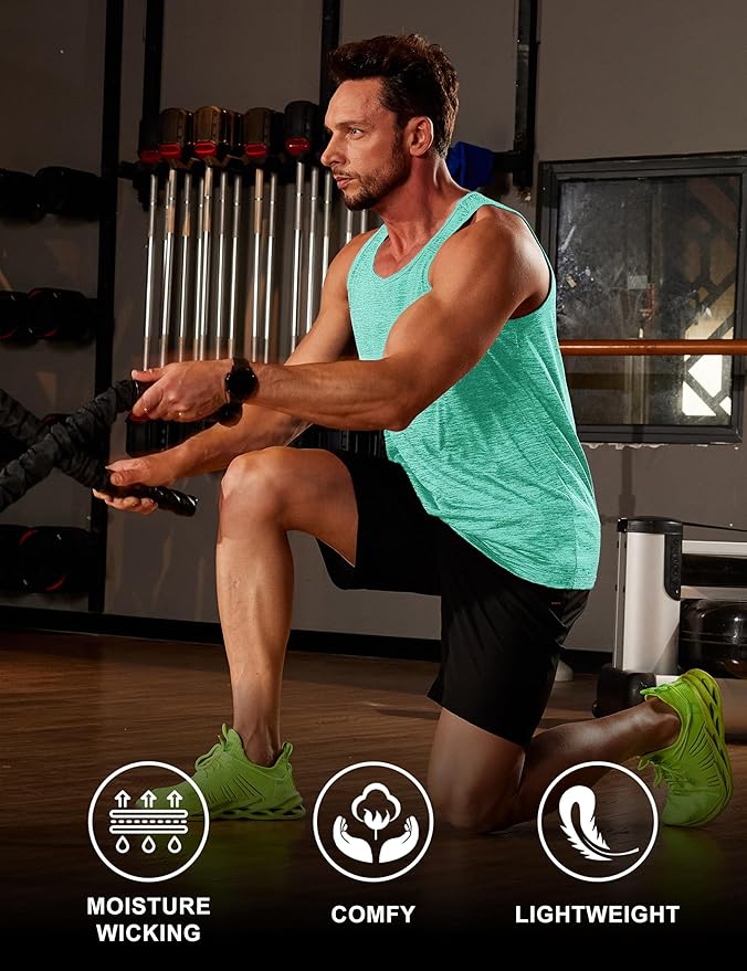 MAGCOMSEN Mens Workout Tank Tops Undershirt Cotton Muscle Athletic Sleeveless Shirts for Gym