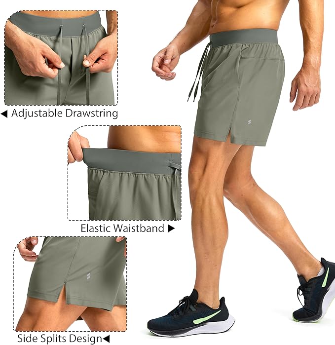 Men's Running Shorts with Zipper Pockets 9 Inch/ 7 Inch / 5 Inch Lightweight Quick Dry Gym Workout Athletic Shorts for Men