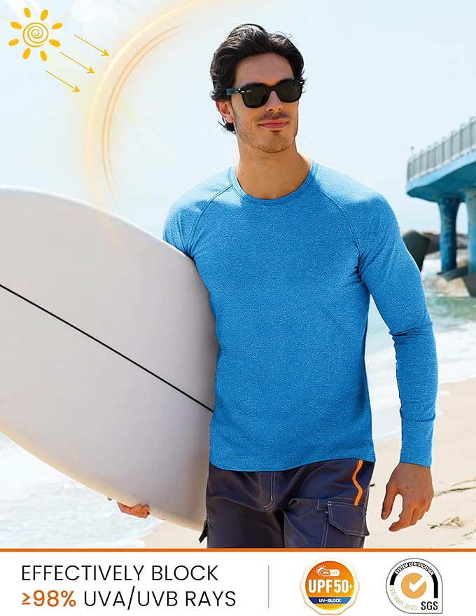 MAGCOMSEN Men's Long Sleeve Shirts UPF 50+ UV Sun Protection Athletic Shirts for Hiking Running Workout Rash Guard